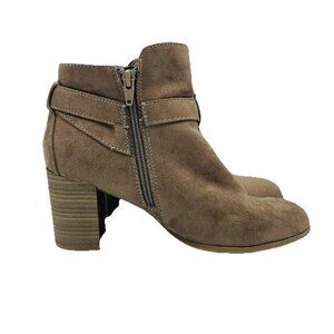 Merona Womens Shoe Size 8.5 Taupe Brown Comfort Boots Zip Heeled Ankle Booties